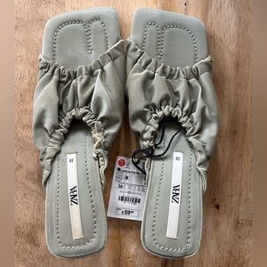 Zara Women's Chic Gray Ruched Sandals